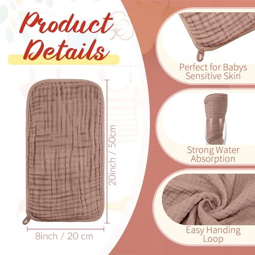 Image of VitalCozy 6 Pcs Baby Muslin Hooded Bath Towels and Washcloths, Muslin Hooded Baby Towels Absorbent Blankets for Gift Newborn Infant Shower (Brown,Burnt Orange)
