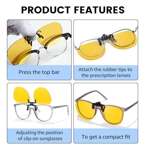 Trysee Night Vision Pro Clip On Day & Night Driving Glasses Polarized Anti Glare Sunglasses TS-CO-10093