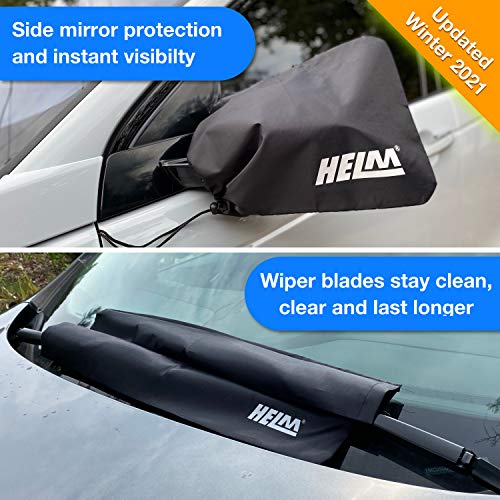 HELM - 2 Vehicle-Pack Windshield Wiper Covers and Side Mirror Covers for Trucks Cars SUVs Vans. Protect from Ice Snow Frost Dew Rain Bird Poop. Side Covers - 16 in x 12 in. Wiper Covers - 28 in Long - Thumbnail 3