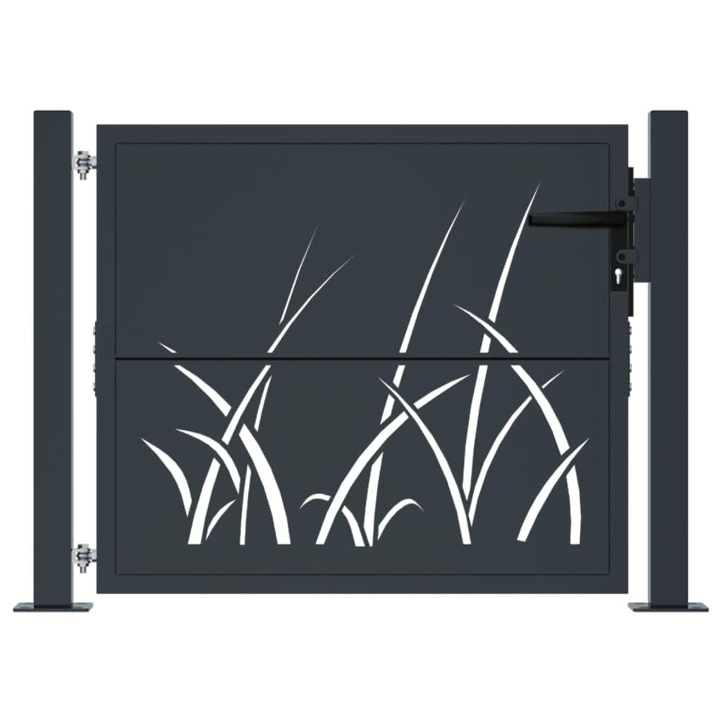 Cancello Giardino Antracite 105x80 cm in Acciaio Design Erba, Cancello Esterno, Cancello Giardino Esterno, Cancelletto Giardino, Cancelletto Pedonale, Cancelli in Ferro