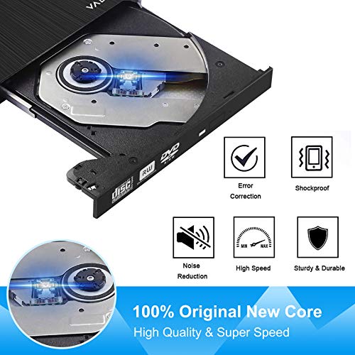 Valoinus External CD Drive Type C USB 3.0 Portable CD DVD +/-RW Drive Slim DVD/CD ROM Rewriter Burner Writer Compatible with Laptop Desktop PC Windows Linux OS Apple Mac