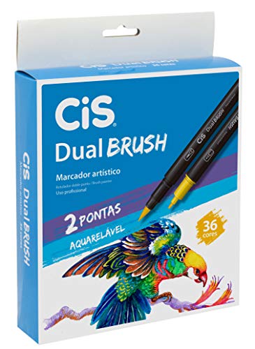 Caneta pincel dual Brush Aquarelável com 36 cores Cis