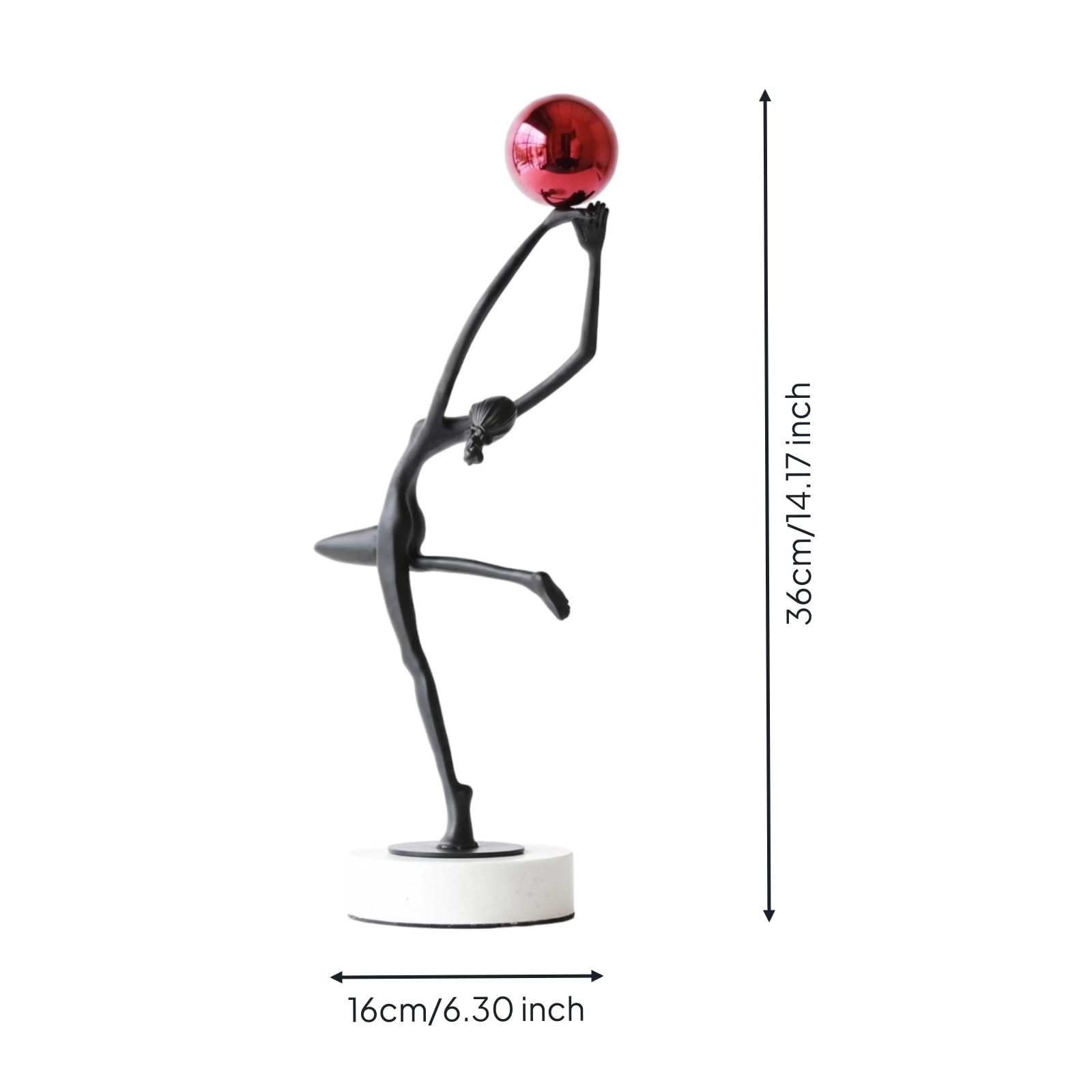 Milageto Escultura Decorativa Figura Moderna Estatua Adorno Artístico Escultura Femenina Esbelta con Esfera sobre Mano y Base Redonda Adecuada para, Rojo, Style to 1