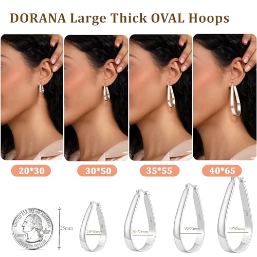 Sterling Silver Hoop Earrings for Women Large Oval Hoop Earrings Lightweight Big Gold Hoops Earrings Hypoallergenic 14K Gold Plated Hoops Earrings Non Tarnish Jewelry Gifts 20/30/40mm3