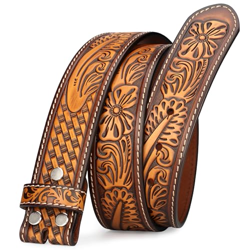 Image of No Buckle Full Grain Leather Belt Men Women Fits With 1.5 Inch Buckle