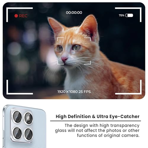 Image of FIRST MART Silver Camera Ring Guard Protector for Motorola Edge 70 Fusion | Tempered Glass with Metal Alloy Rings, HD Clear, Scratch Resistant, Case-Friendly | Pack of 1