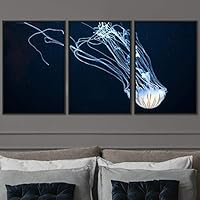 3 Piece Framed Canvas Wall Art Colorful Jellyfish Marine Life Canvas Prints Home Artwork Decoration for Living Room,Bedroom - 16