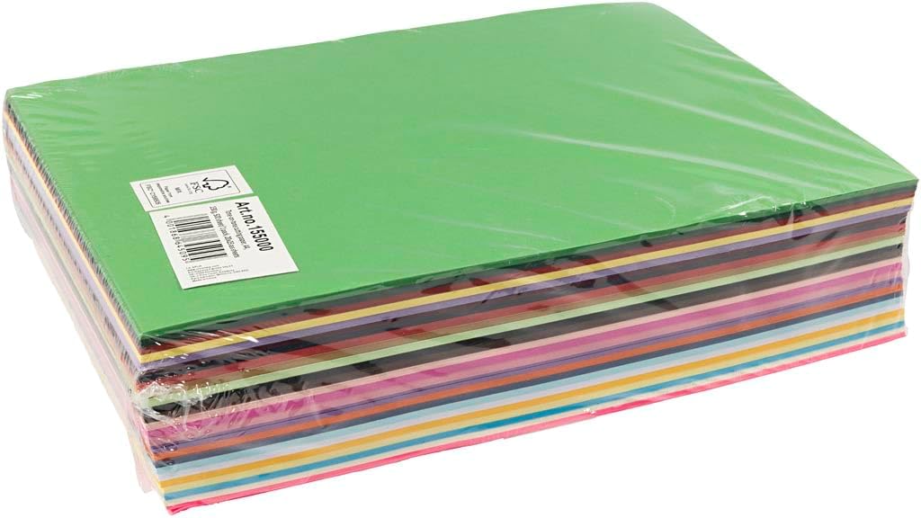 Folia 64/500 09 Coloured Paper Mix, DIN A4, 130 g/m², 500 Sheets Assorted in 25, Crafts and Creative Design of Cards, Window Pictures and for Scrapbooking, Blatt