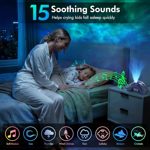 Image of Rossetta Dual Lens Galaxy Star Aurora Projector Night Light for Bedroom | 58 Light Effects, White Noise, Bluetooth Speaker, Music Sync, Remote Control, Timer, Room Decor Gift for Kids Adults Teens