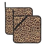 Juego de soportes para ollas con estampado de leopardo y guepardo, agarraderas resistentes al calor, guantes de horno de cocina para hornear, barbacoa y uso en horno microondas