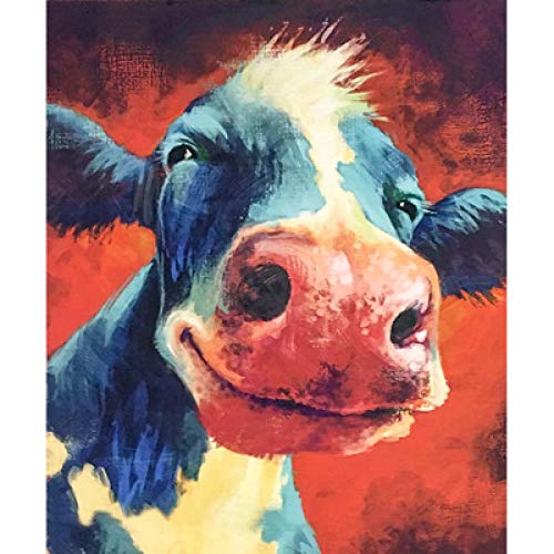 Mosaïque diamant 5D tête de vache : animez votre salon de couleurs pop