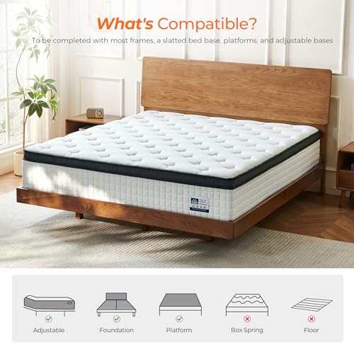 Image of Full Size Mattress, 10 Inch Medium Firm Full Mattress in a Box, Hybrid Mattress with Individually Pocketed Coils for Targeted Support, Motion Isolation, CertiPUR-US Certified