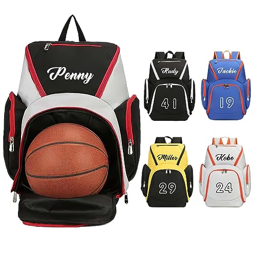 COTVERSE Basketball Bag for Boys, Custom Basketball Backpack Soccer Bag for School Boys, Personalized Name Number Bags