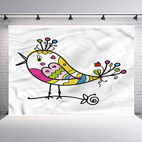 Vinyl-Hintergrund, 2,4 x 2,4 m, Vogel, Ornament, Vogel, singend, Fotohintergrund für Babys, Neugeborene, Fotostudio…