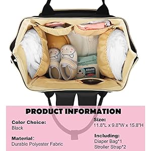 Femuar Diaper Bag Backpack Multifunction Maternity Nappy Baby Bag for Girls & Boys Large Capacity Travel Diaper Bags Dark Black — photo 3 of 6