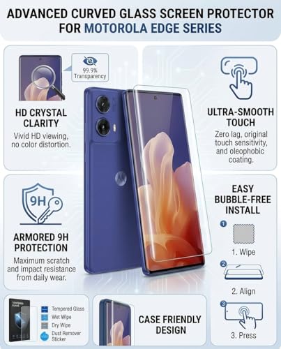 Image of Tempered Glass Screen Protector for Motorola Moto Edge 50 Ultra 5G (6.7 Inch), Military-Grade Protection, Edge-to-Edge Coverage, Easy Installation Kit