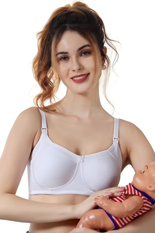 Image of CLOUD SOFT Maternity Nursing Bra for Women | Non-Padded Breastfeeding Bra with Feeding Pads | Comfortable Lift & Support | Soft Cotton Pregnancy & Feeding Bra - (CS08)