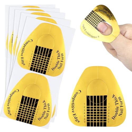RAQEHO 200 Nail Forms for Builder Gel - Durable Nail Extension Forms for Acrylic Nails Paper NailForms Stickers for Sculpting Almond Coffin Shapes NailSupplies for Home & Salon