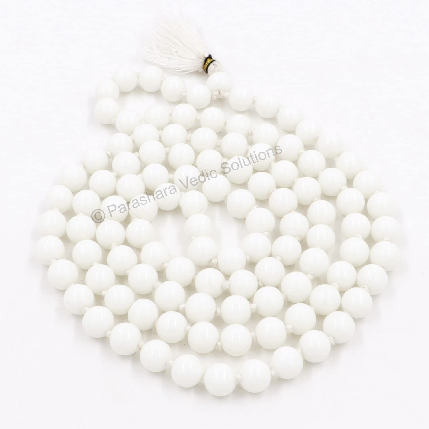 ARKAM Certified White Hakik Mala - 108+1 White Agate Beads (6mm, 30 inches)-picture-15