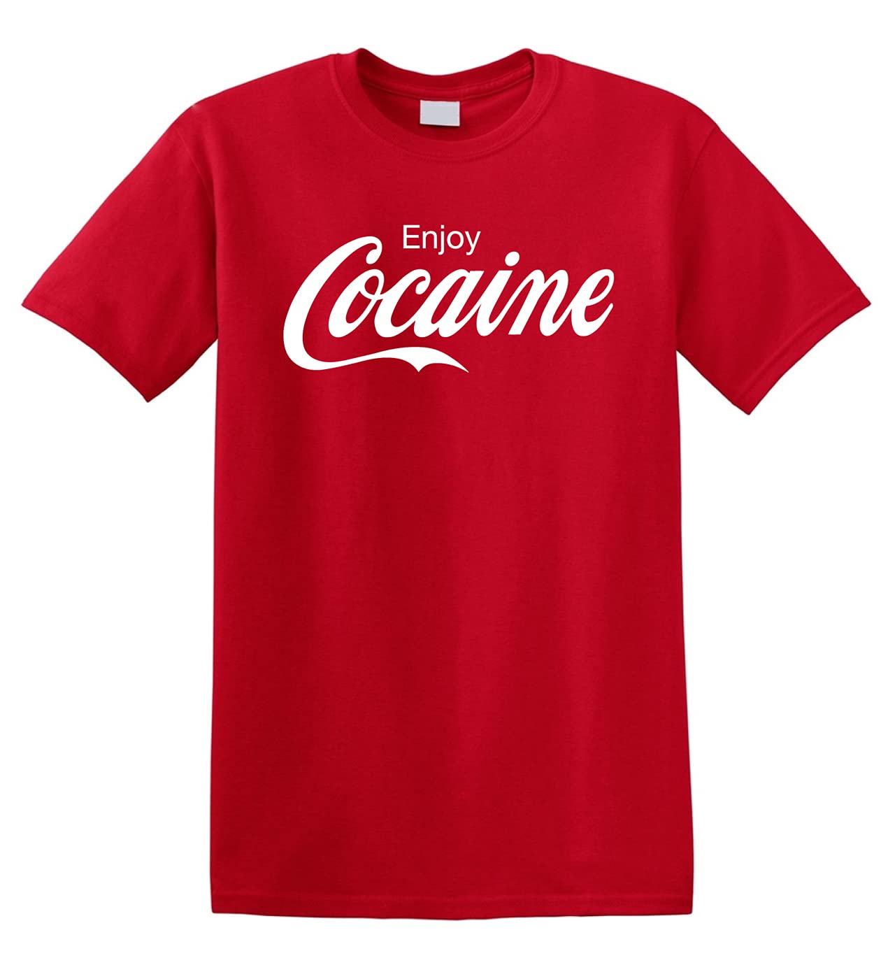 Revolutionary Tees Enjoy Cocaine Coke Drugs Pablo Escobar Cartel Heavy Cotton t-Shirt Red