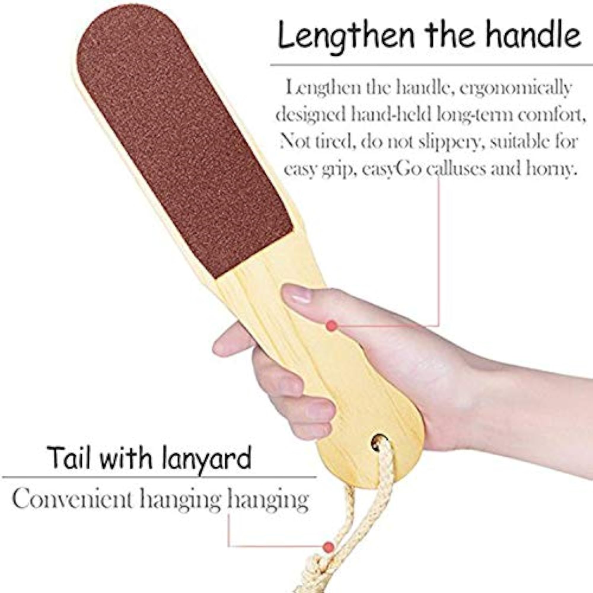 Double Sided Foot Scrubber with Wooden Handle