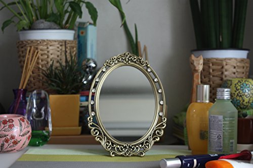 Espejo Ovalado Vintage Metal con Cristal y Soporte miniatura 6