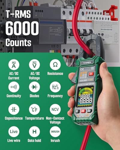 Tesmen TCM-300D Digital Clamp Meter 6000 Counts T-Rms Multimeter Auto-Ranging Voltmeter Ampmeter thumb #3