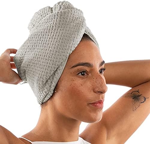 UB-STORE Luxury Grey Microfiber Hair Towel Wrap - Ultra Absorbent, Quick Dry & Soft Head Turban - for All Women & All Hair Types, Drying Curly, Wet Long & Thick Hair