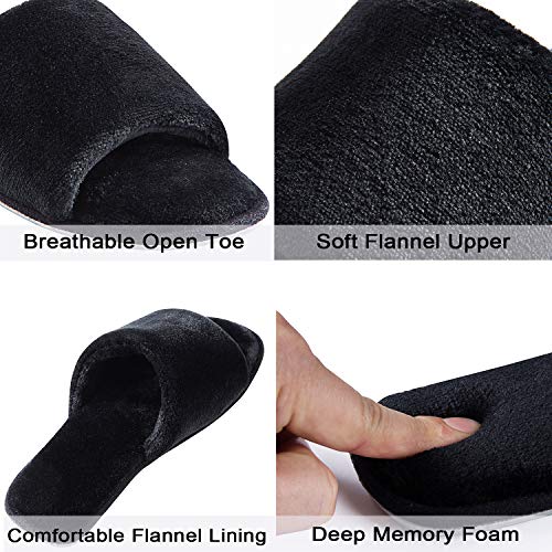 Image of DL Open Toe Slippers for women Indoor, Cozy Memory Foam Womens House Slippers Summer Slip On, Comfy Soft Flannel Womens Bedroom Slippers Slide Breathable Size 5-6 7-8 9-10