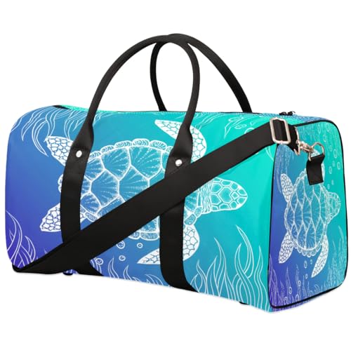 Travel Duffel Bag, Ocean Boho Turtle Sports Tote Gym Foldable Weekender Workout Bags Carry-on Luggage With Handle, Overnight Shoulder Bag for Women Men