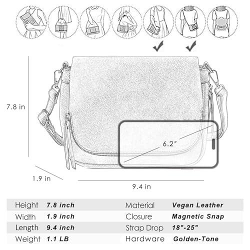 Image of Crossbody Bags for Women Small Pu Leather Over the Shoulder Purses and Flap Cross Body Handbags with Multi Pockets