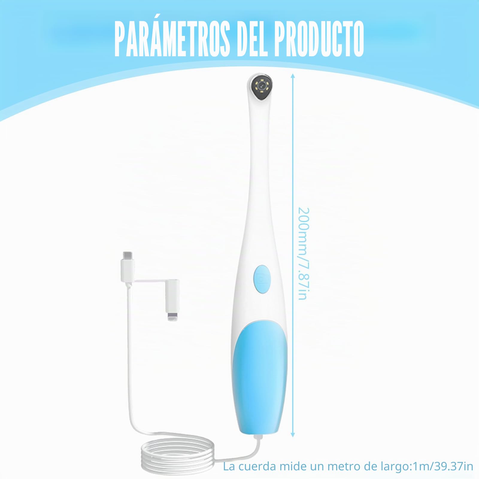 Endoscopio: cámara oral HD de 640 x 480p, cámara intraoral con 6 luces LED, espejo dental compatible con Android, vídeo de inspección de dientes de animales para personas y mascotas, Plug and Play