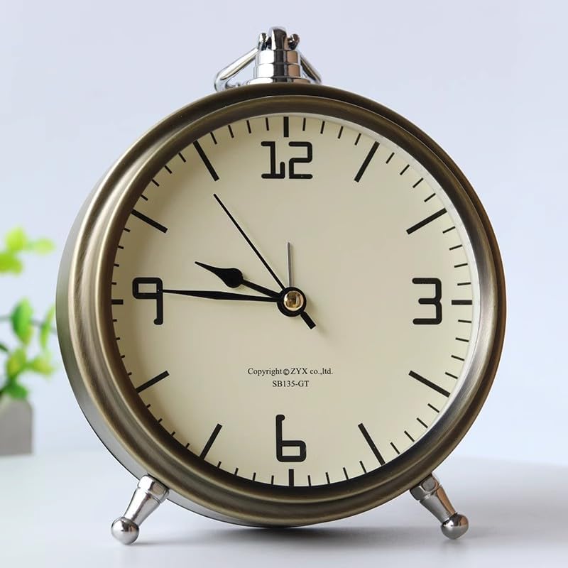 European Metal Table Clock | Living Room Bedroom Silent Retro Quartz Desktop Pendulum Clock (Size : 16cm/6.29in)
