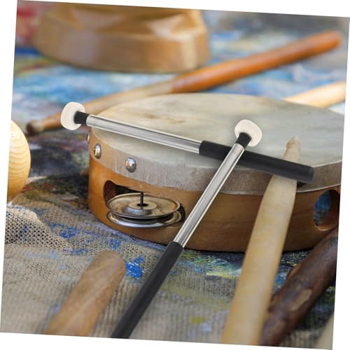 Abaodam 2 piezas de baquetas portátiles: mango metálico y cabeza de fieltro, accesorios ligeros para batería y percusión, para niños, niñas y adultos, ideales para tongue drum miniatura 6