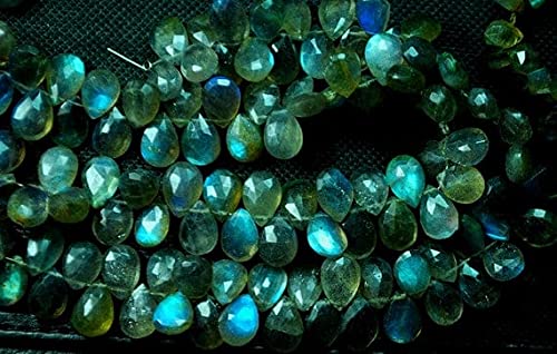 Labradorite bleue véritable en briolette poire facettée 7x10mm pour fil de bijoux