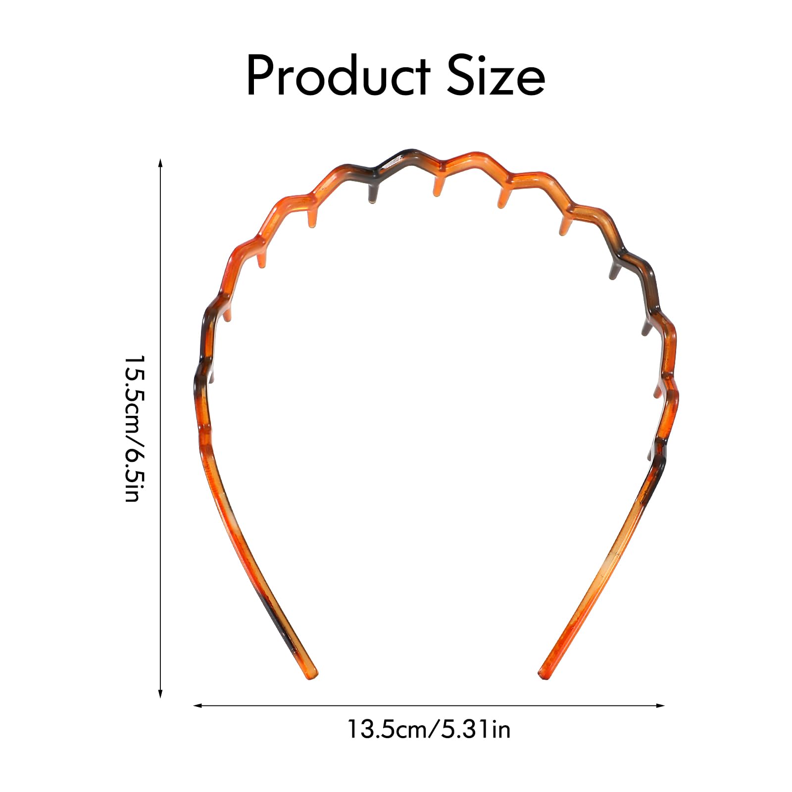 Set Da 4 Fasce Per Capelli A Zig-Zag In Plastica - Pettine Antiscivolo Con Denti Ondulati - Colori Nero E Marrone - Unisex - 4