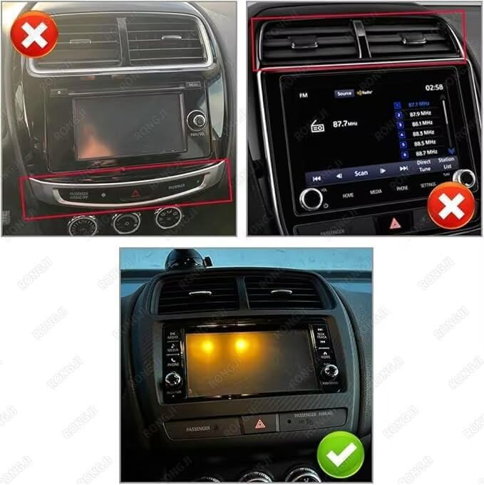 Image showing correct and incorrect center console configurations for installation