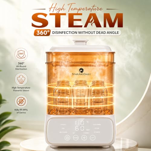Image of StarAndDaisy Sterilizer for Baby Products, 7-in-1 Baby Bottle Sterilizer and Dryer with Milk & Food Warmer, Steam and Storage Mode, Holds Up to 5 Bottles & BPA-Free