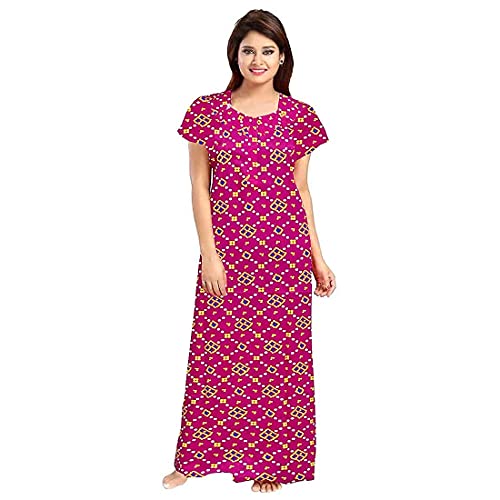 Image of YUKATA Nighty for Women Cotton Printed Maxi Gown Ankle Length Nighty Night Dress Gown for Women Maxi - Free Size (Pack of 2)