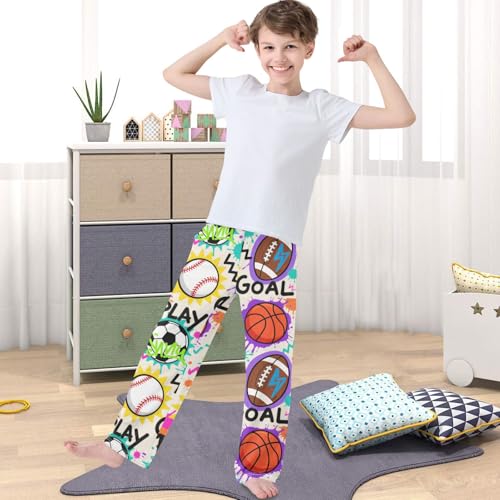 Boy's Pants Doodle Soccer Balls Jogger Pants Elastic Waist Long Bottoms Trousers with Pockets 6-14 Years4