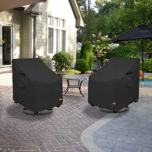 Unark Outdoor Swivel Lounge Chair Cover,Waterproof 600D Heavy Duty Outdoor Chair Covers(30 W X 34 D X 36 H Inches),Patio Swivel Chair Cover For Outdoor Furniture Waterproof,Black #TOP5