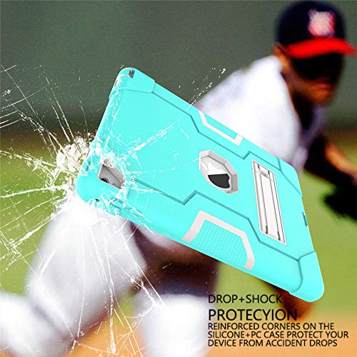 Shockproof Silicone & Pc Heavy Duty Bumper Case Cover [Screen Protector Bonus] For Ipad Air 2 For Ipad Pro 9.7 ( A1566 A1567 A1673 A1674 A1675) - Grey / Mint #TOP6