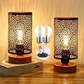 Rustic Table Lamps for Bedroom Set of 2 -Small Black Farmhouse Industrial Metal Bedside Lamps,Stepless Dimmable Nightstand Lamps for Living Room End Desk Side Kids Lamp for Reading Home Decorative