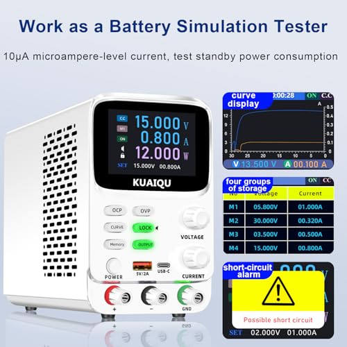 Image of Programmable DC Power Supply Variable 30V 10A KUAIQU Microcurrent 10μA Voltage Curve&Current Curve Lab Power Supply, Bench Power Supply with TFT Display /Memory /OVP /OCP for R&D /Lab /Precision Testing