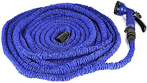 Expanding Hose Magic Flexible Expandable Garden Water Hose With 7 Functions Spray Nozzle and Shut-off Valve-Blue (100FT)