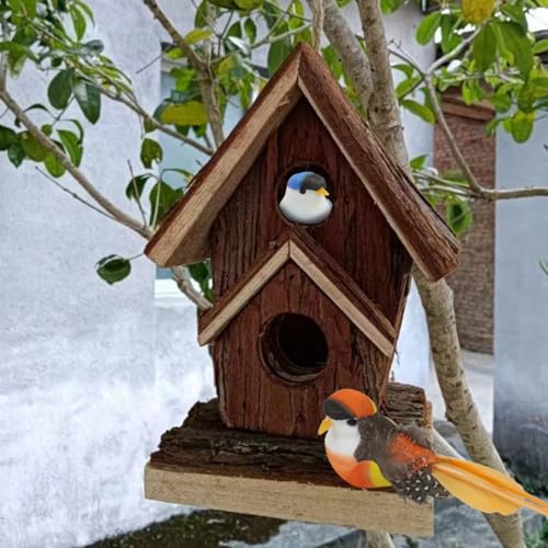 Image of ORTIZA 6Pcs Realistic Birds with Built in Metal Clip Colorful Long-tailed Silky-flycatcher Birds for Home Decor Small Decorative Realistic Colorful Birds for Planter, Ivy, Flower Pot