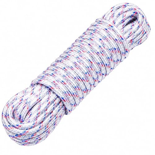 20 Meter 67 Feet Heavy Duty Multi Purpose Rope Durable Cotton Nylon Braided Strong Cord for Laundry Camping Climbing Boating Garden Indoor Outdoor Use Survival Rescue DIY Home Commercial Safety Use