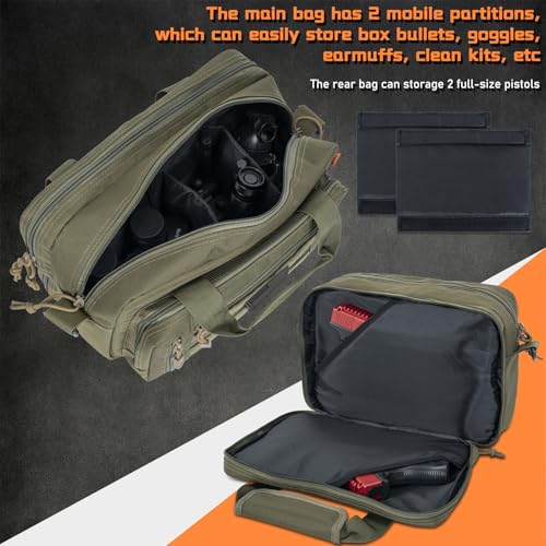 Image of Pistol Case, Gun Range Bags For 2 Pistols 6 Magazines Carrying Shooting Bag with Lockable Zipper for Shooting Range Outdoor Hunting