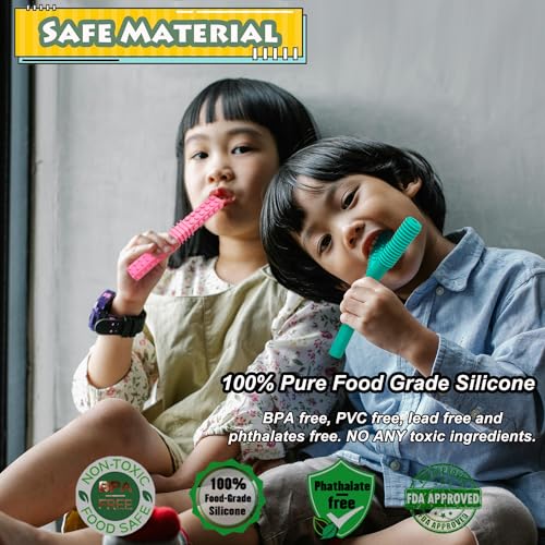 Sensory Toys for Kids with Autism, 5 Pack Autism Toys Silicone Baby Teething Toys for ADHD, Anxiety, SPD Chewing Biting Fidgeting, Teething Relief Tubes for Babies - BPA Free