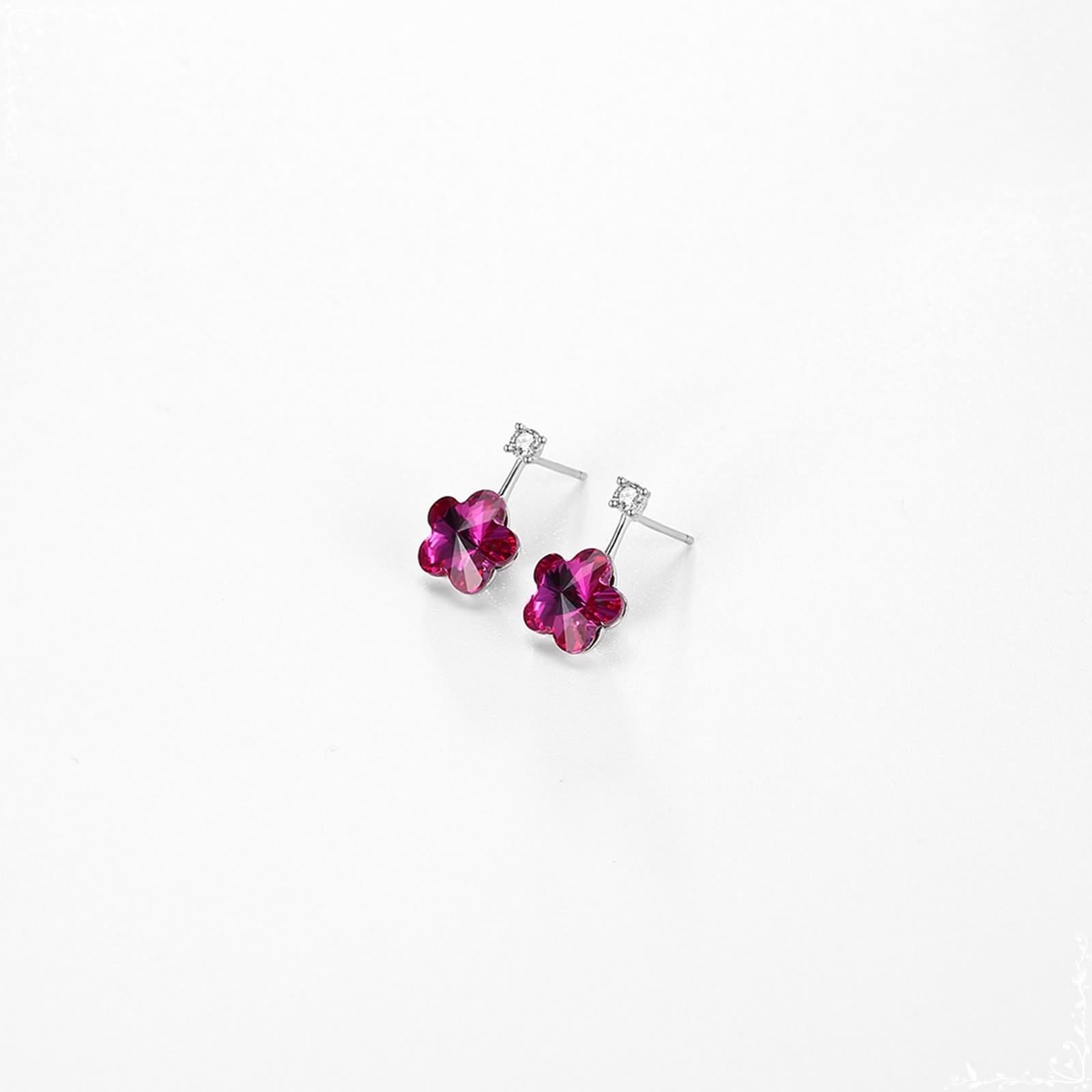 Orecchini a perno in argento Sterling 925, motivo floreale, con zirconia cubica